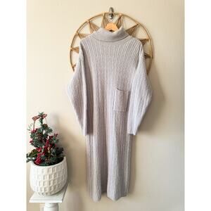 SOLD ✨Vtg Liz Claiborne Gray Lambswool Angora Wool Cable Knit Sweater Dress Sz L